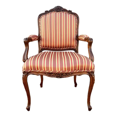Carved Fruitwood Country French Bergere Chair 