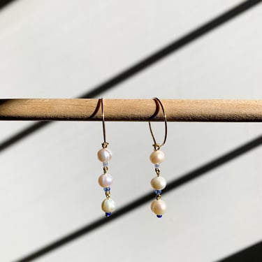 Seaside Hoops 1 // Freshwater Pearl & Bead Drop Earrings 