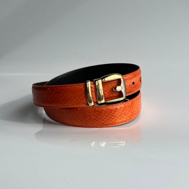 Orange Leather Snakeskin Belt, sz. XL-2XL