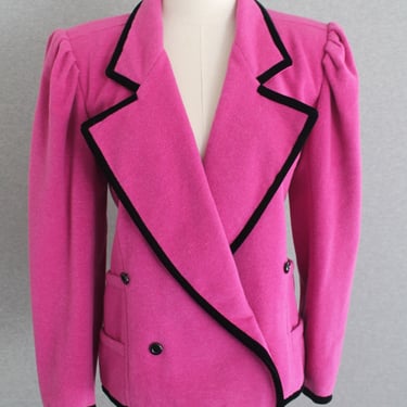 UNGARO - Orchid/Fushia/Hot Pink - Wool Blazer - by designer Emanuel Ungaro - Made in Italy - Marked size 6 Italy 