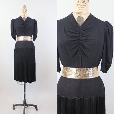 1940s FRINGE rayon crepe dress small  |  new spring 