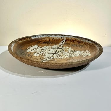 Handthrown painterly ceramic plate signed “Bryan, 1967” 