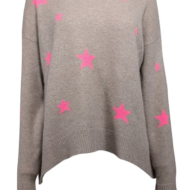 Zadig & Voltaire - Light Brown & Pink Star Pattern Cashmere Sweater Sz M