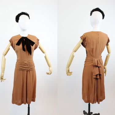 1940's rayon beaded dress xs | vintage butterscotch dress | new in 