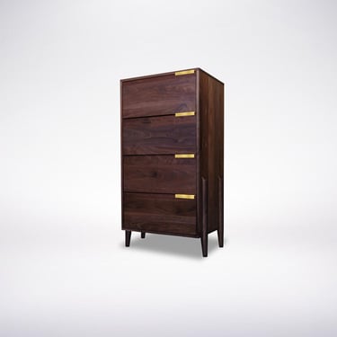 Apollo Tall Dresser - Brass Pull - Mid-Century Modern Dresser - Solid Wood Bedroom Dresser in White Oak, Cherry, Maple, and Walnut 