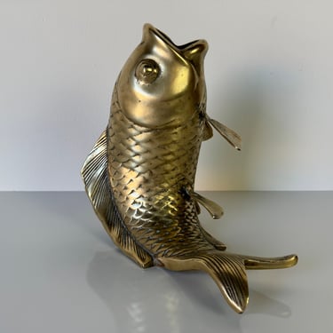 Vintage Japanese Brass Okimono Carp  Koi Fish Sculpture 