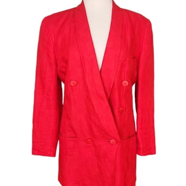 80s Red Blazer Power Shoulders Jacket Michi Moon Sanyo 