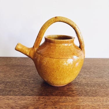 Vintage Studio Pottery Mustard Yellow Teapot 