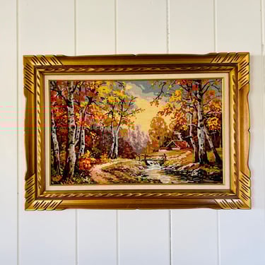 Gorgeous Large Nature Landscape Needlepoint, Autumn Forest cross stitch, 37