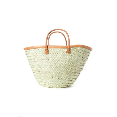 SAM Kenyan Traditional Weave Palm Shopper with Leather Trim