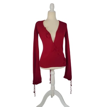 New! TwinSet Simona Barbieri Red Fuchsia Cardigan Tie Wrap Angora/Wool Sweater S 