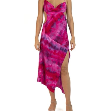 Morphew Collection Pink  Purple Silk Ice Dyed Patchwork Dress 