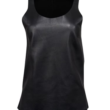 Joseph - Black Nappa Leather Scoopneck Top Sz 4