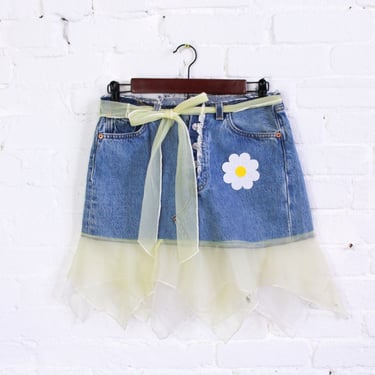 1990s Levi Denim Skirt | 90s Short Denim Skirt | 501 Levi Jeans | Medium 