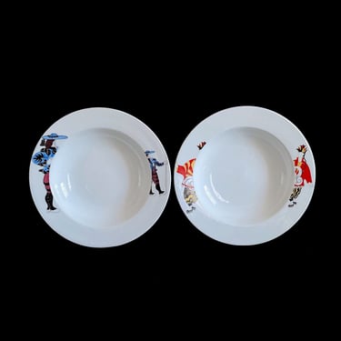 Vintage Set of 2 Porcelain Soup Bowls Porcellana di Bohemia Picasso 2004 8.75" in diameter each 