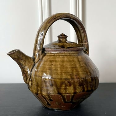 Japanese Mingei Glazed Tea Pot with Kintsugi by Shoji Hamada