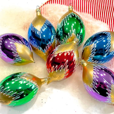 VINTAGE: 1980's - 7pcs - Glass Ornament - Hand Blown Glass Ornament - Mercury Ornament - Made in Colombia - SKU 00028274 