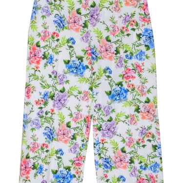 Alice &amp; Olivia - White w/ Multi Color Floral Print Pants Sz 10