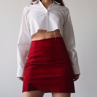 90s Apple Red Suede Skirt - W26