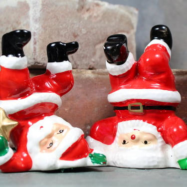 Vintage Ceramic Upside Down Santa Ornaments | Set of 2 | | Circa 1970s | Vintage Christmas Decor | FREE SHIPPING 