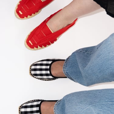 Peonia Espadrille Mary Jane in Black Check