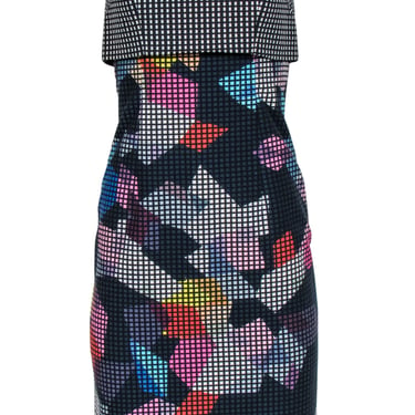 Trina Turk - Black, White, &amp; Multicolored Geometric Pattern Strapless Dress Sz 0