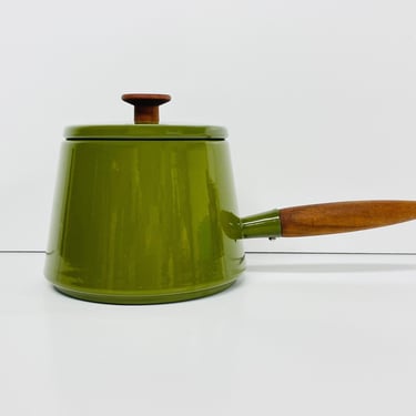 Vintage Green Copco Pot / Michael Lax Holland Denmark / Cookware / Enamel / Wood Handles / FREE SHIPPING 