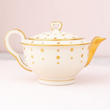 French Haviland Gold Polka Dot Teapot