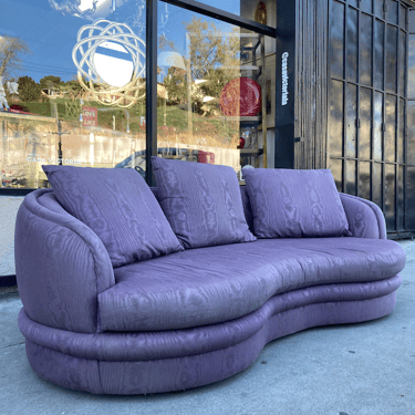 Electric Vibration | Grape 1980s Curved Satin Sofa