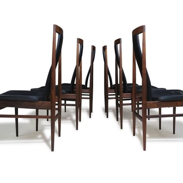 Set of Six High-Back Brazilian Rosewood Dining Chairs | Scandinavian Modern, c. 1960s