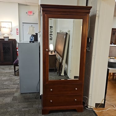 Stanley Cherry 2-Drawer Armoire w/ Mirrored Front
