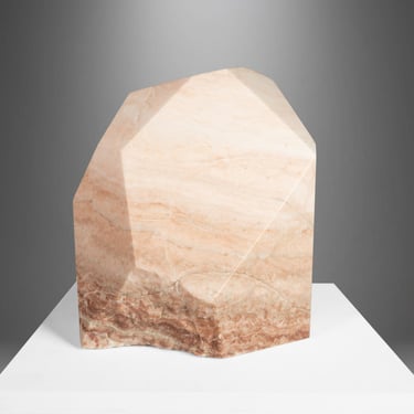 Modern Abstract Sculpture in Solid Alabaster 'Diamond' by Mark Leblanc (1/8), USA 