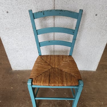 Little Blue Chair with Woven Seat 16.75 x 34 x 16.5