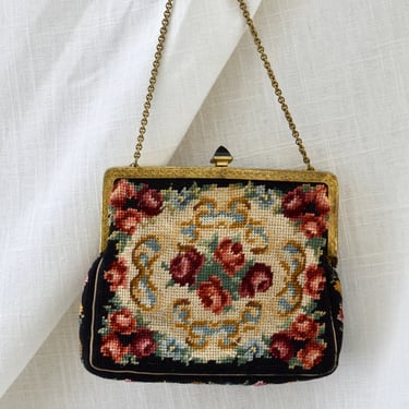 Vintage 1930's Petit Point Tapestry Mini Bag