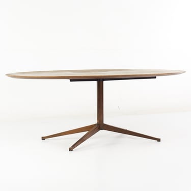 Knoll Mid Century Oval Walnut and Chrome Dining Table - mcm 