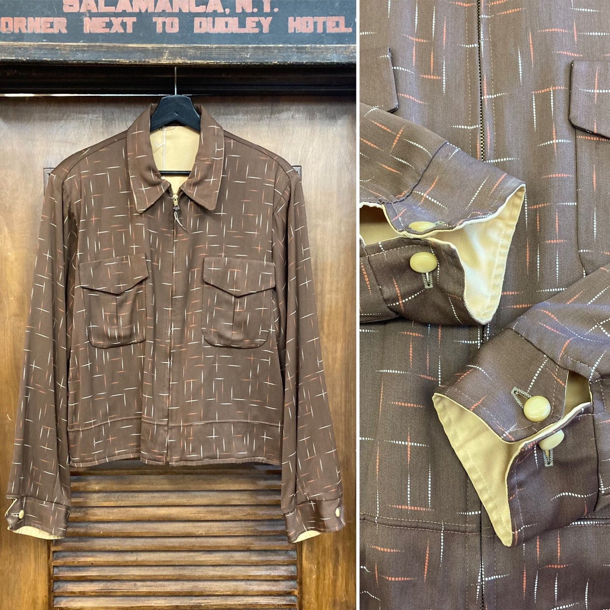 Vintage 1950's Atomic Fleck Reversible Gabardine Rockabilly Jacket