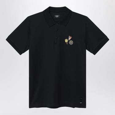 Fendi Black Cotton Polo Shirt Men