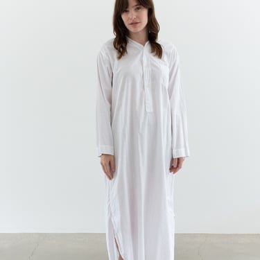 Vintage White Nightgown Beach Dress | Glover Pajama Popover Shirt | 100% Cotton Work Tunic | L | 
