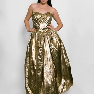 1980's Liquid Gold Strapless Dress 