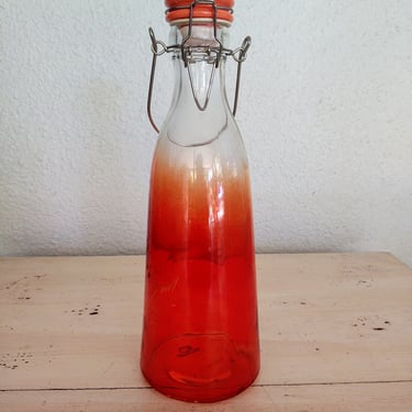 Vintage Glass Bottle with Top - Orange 