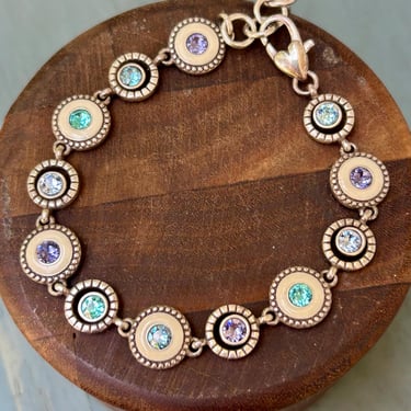 Brighton Halo Light Bracelet Tanzanite Blue Purple Reversible Silver Plated 