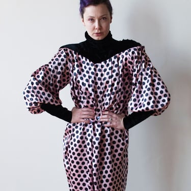 1980s Silk Polka Dot Dress | Ungaro 
