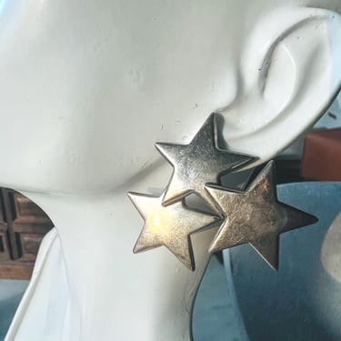 Triple Stars Earrings Vintage Sterling 925 