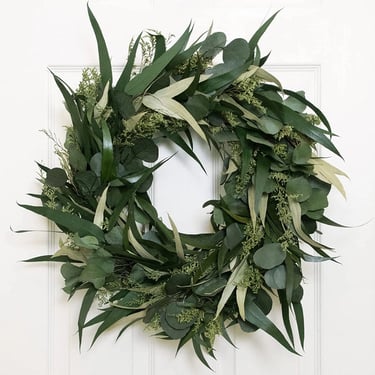 ANDL Willow and Silver Dollar Eucalyptus Wreath (Curbside & in-store pick up)