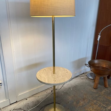 Vintage Italian Travertine &amp; Brass Floor Lamp