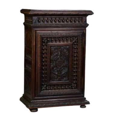 Antique Cabinet, French Provincial, Henri II Style, Carved Oak, Small, 1800's!