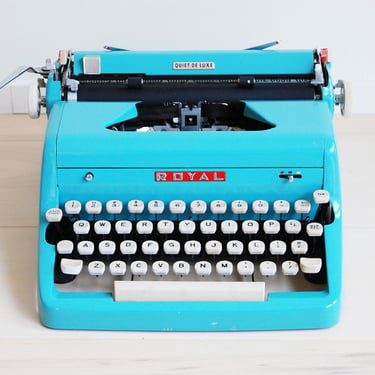 Mid Century Modern Royal Turquoise Typewriter Made in U. S. A. 