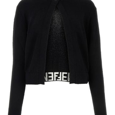 Fendi Woman Black Viscose Blend Cardigan