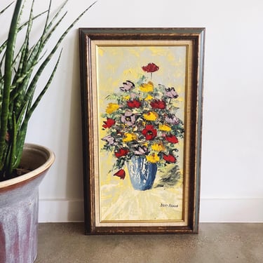 Vintage Signed “Bert Brand” Original Floral Oil Painting 