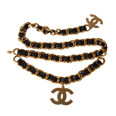 Chanel Black + Gold Jumbo Logo Chain Belt